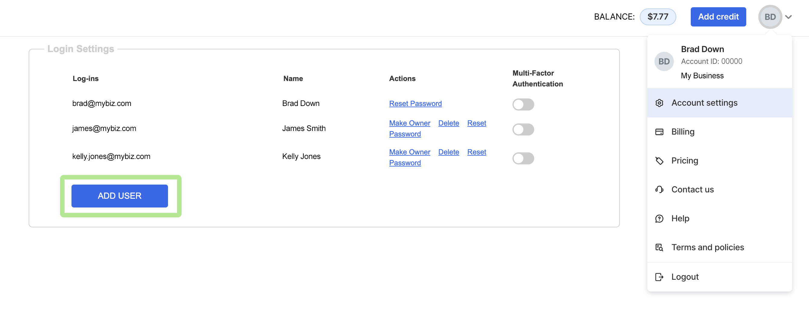 How to add extra user logins
