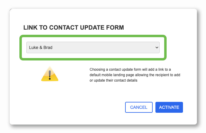 How to send a link to allow contacts to update their details