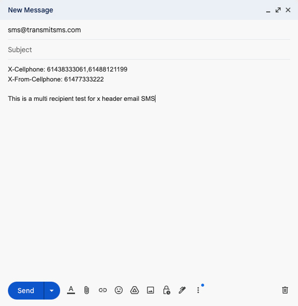 Email SMS X-Header Support