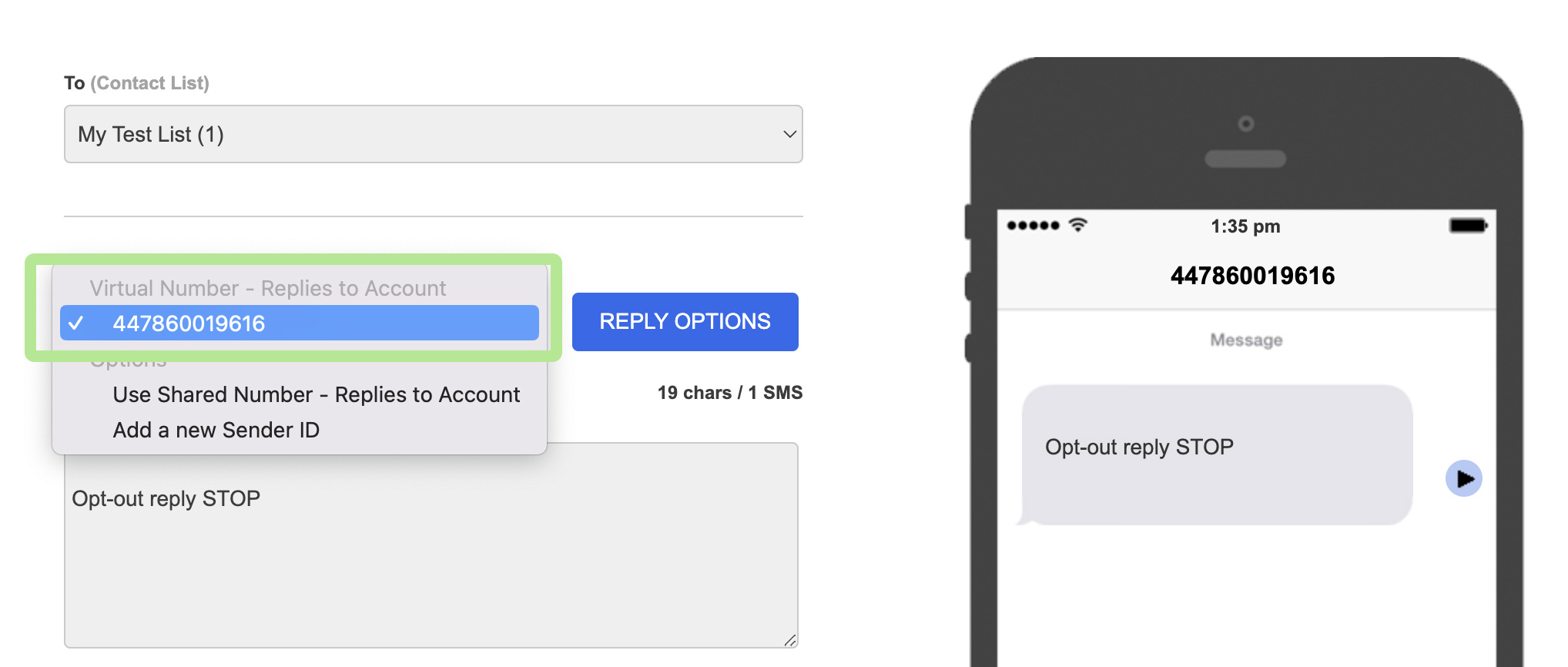 Transmit SMS Support