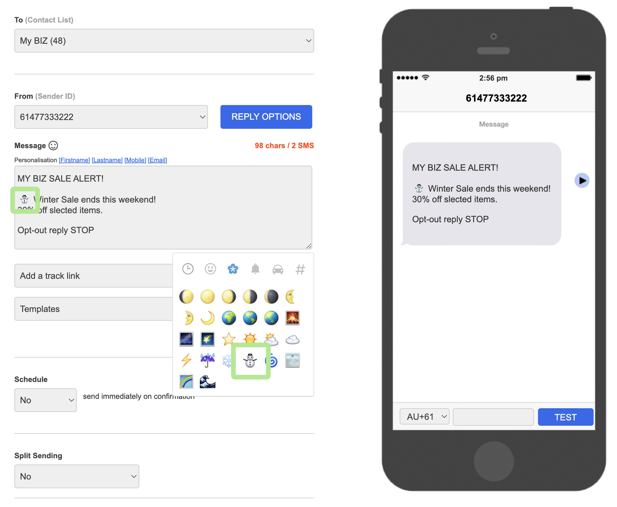 How to add emojis into your message