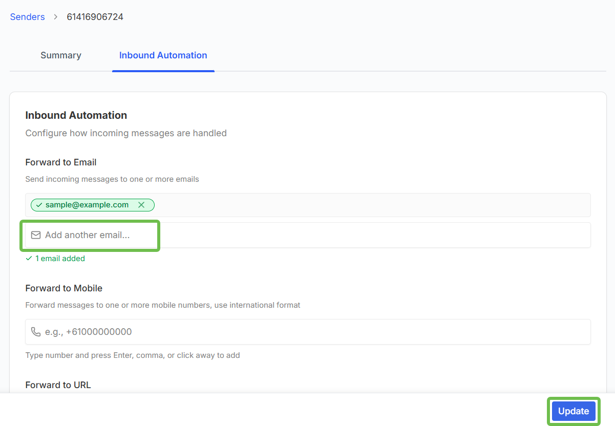 Forward all inbound SMS to Email